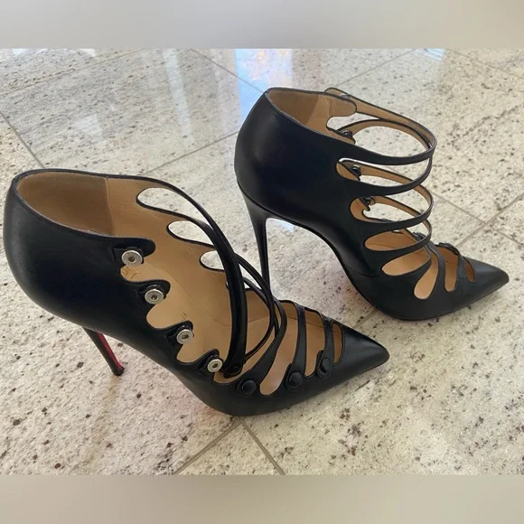 Christian Louboutin Viennana 120mm Black kid Euro size 40.5 - Picture 4 of 6